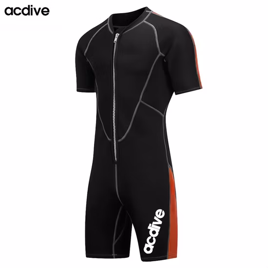 Em estoque transporte rápido manga curta 2mm neoprene men surf mergulho wetsuit